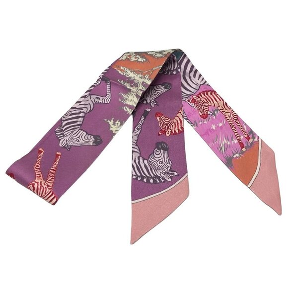 Auth HERMES Twilly - Light Purple Pink Multi Scarf - Picture 2 of 5